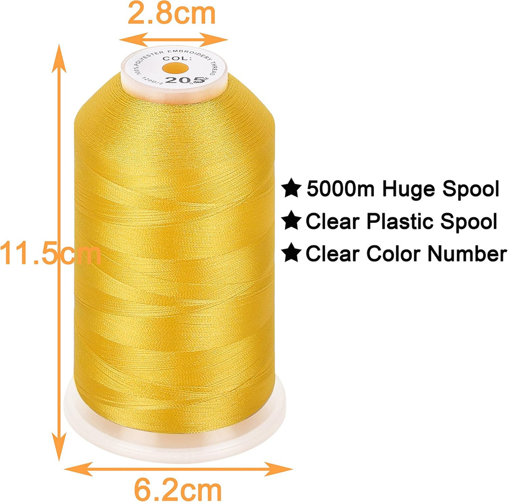 - 2 Huge Spools 5000M Each Polyester Embroidery Machine Thread 40WT for Commerci