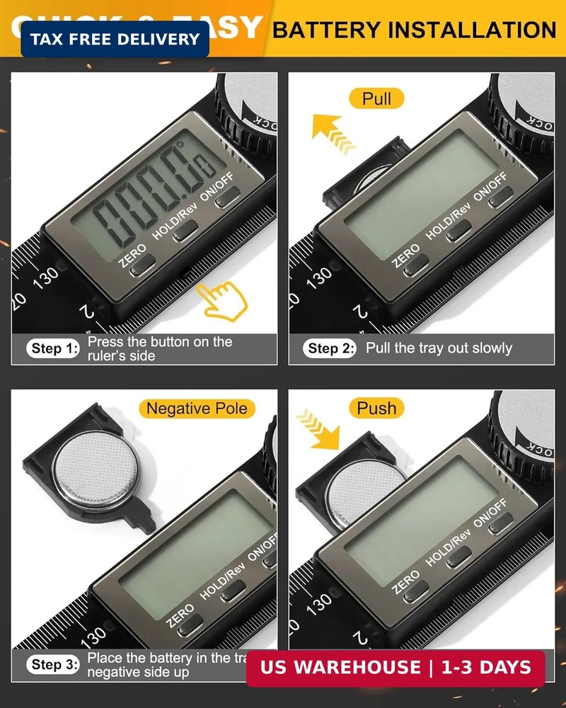 Protractor, Digital Angle Finder Protractor with LCD Display, 2-in-1 360° Angle