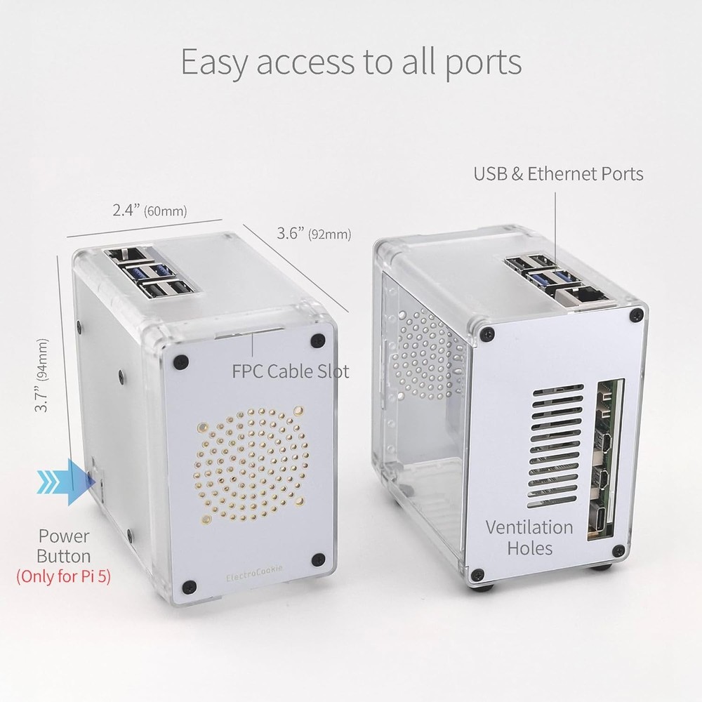 Sleek Mini Tower Case for Raspberry Pi 5 – Quick Access and Cooling Included
