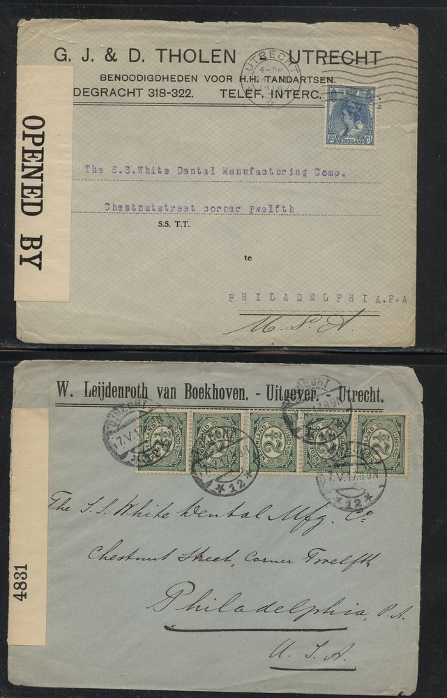 Netherlands  2  nice censor covers  WW1          MS0120
