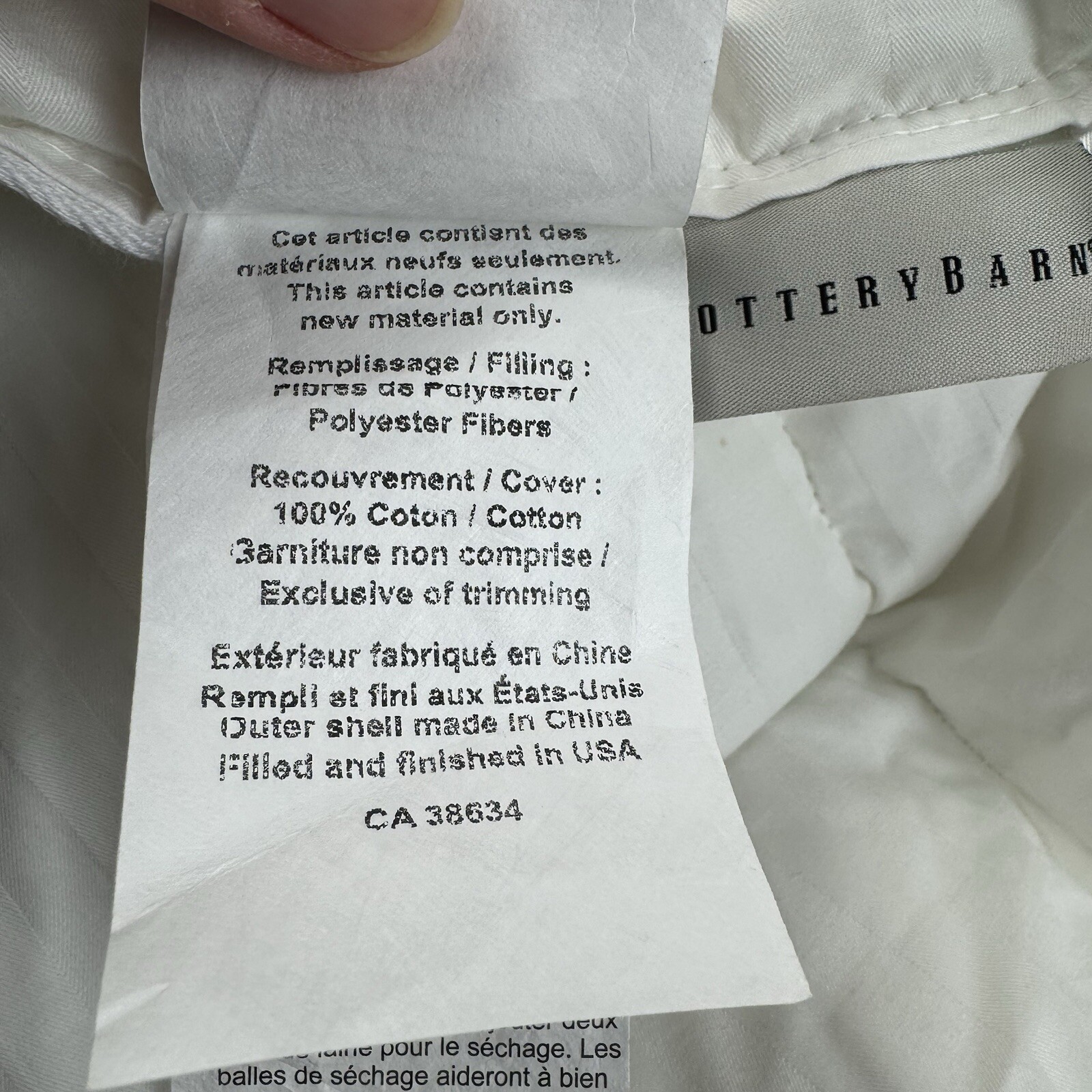 Pottery Barn Hydrocool Moisture Wicking Down Alternative Duvet Insert F/Q Read