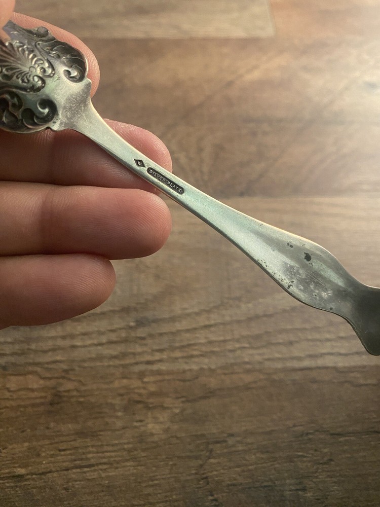 Silverplated Fruit Spoon W in Diamond Unknown Pattern