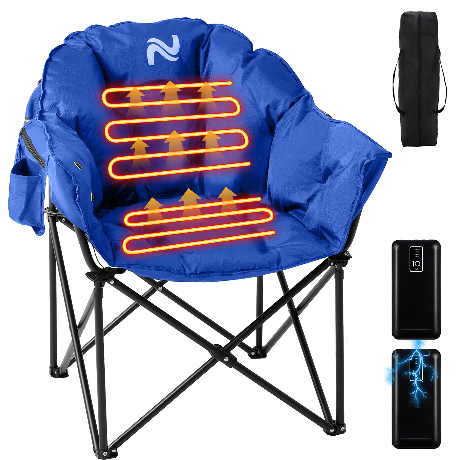 NAIZEA Heated Camping Chair With 2*10000mAh Power Bank Oversized Folding Chair