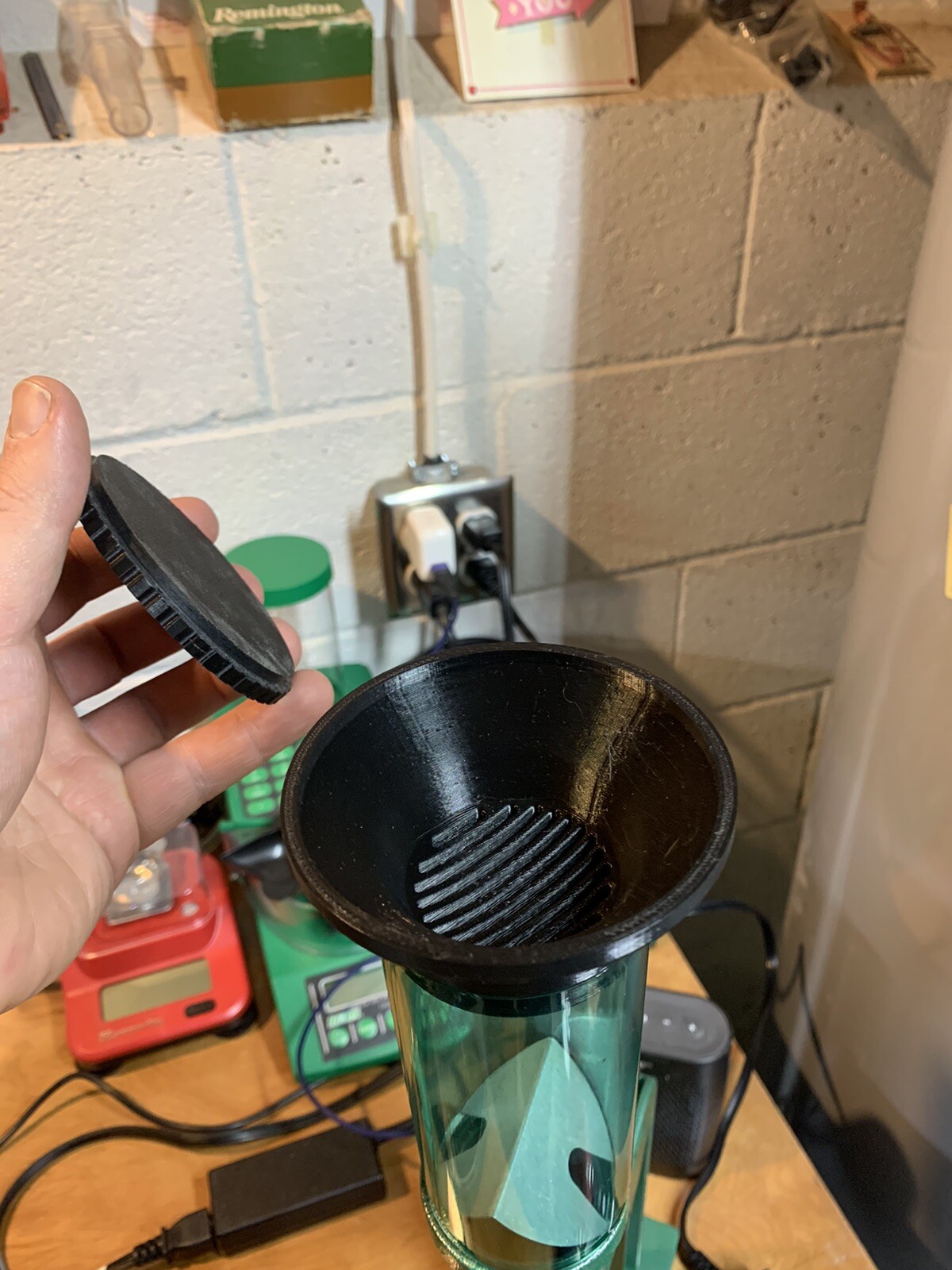 rcbs uniflow powder Strainer funnel cap with closure 3D printed black new II