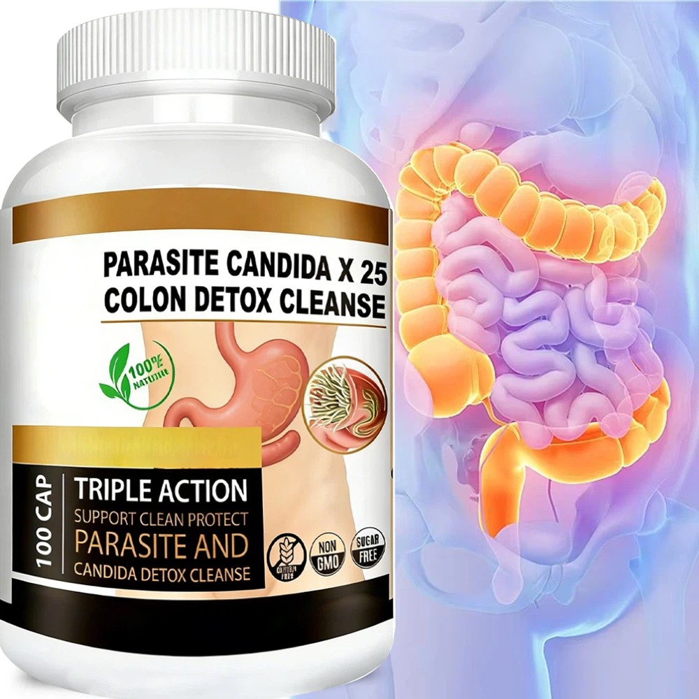 Colon Detox Cleanse Parasite Candida 100 Capsules Natural Herbal Supplement
