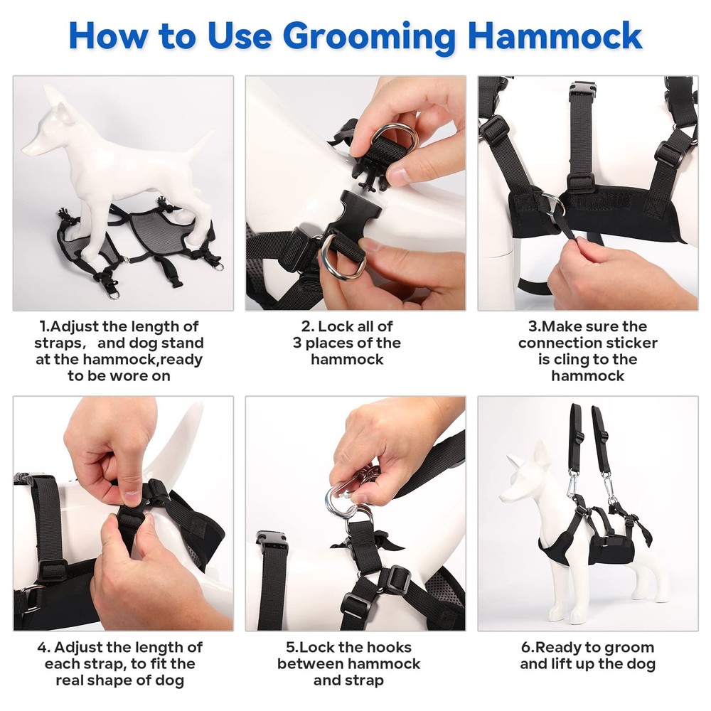 2 in 1 Pet Grooming Hammock with No-Pull Harness Disassembles into Leash Adju...