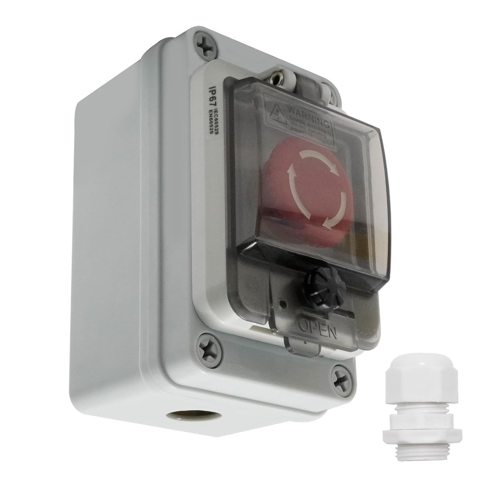 IP67 660V 10A Emergency Stop Button with Box, Emergency Shut Off Switch E-Stop P