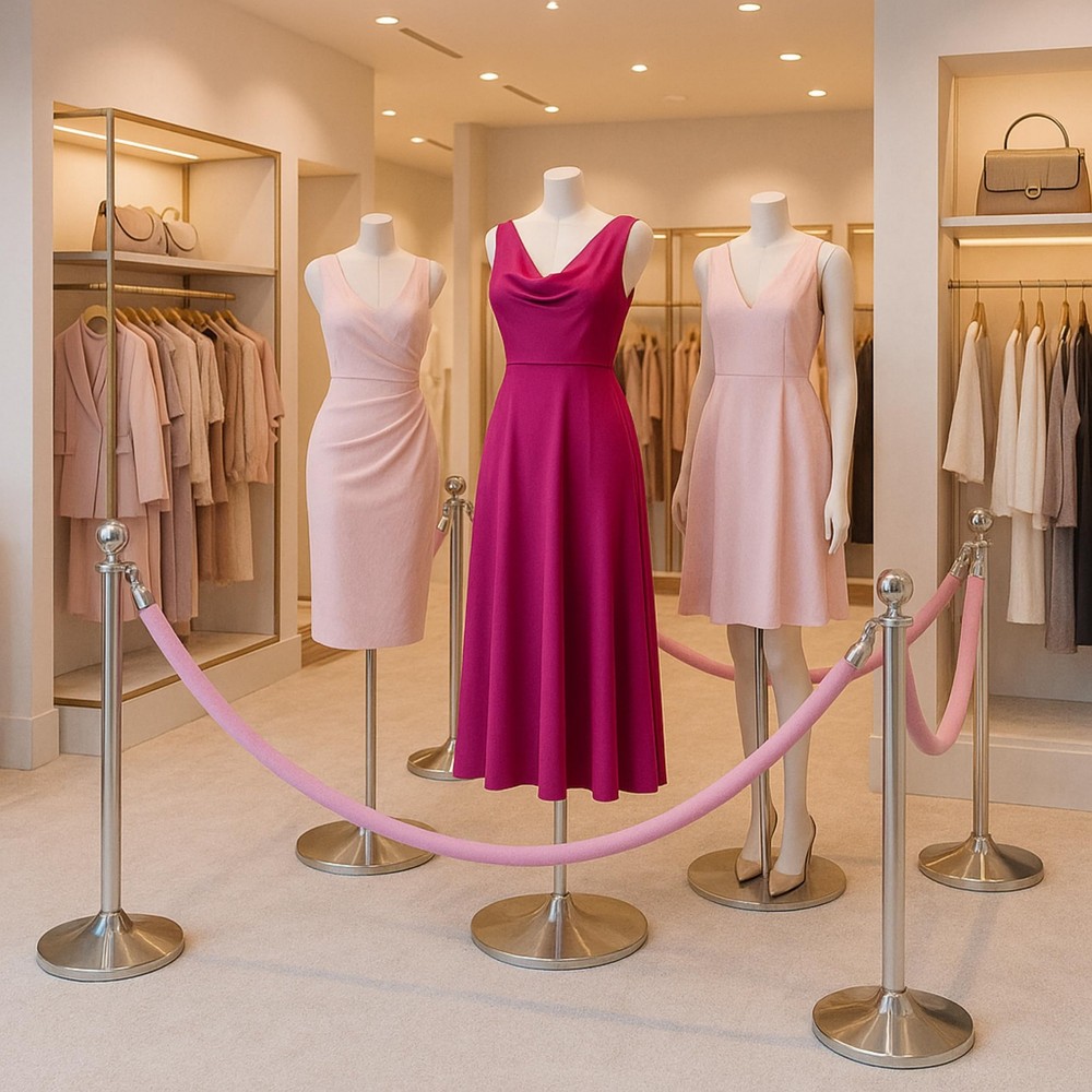 4 PCS Light Pink VIP Ropes 5FT Twisted Barrier Snap Hooks Hotel Crowd Queue