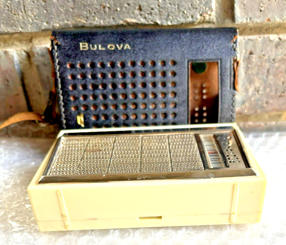 Vintage Bulova Transistor Radio with Case--Untested