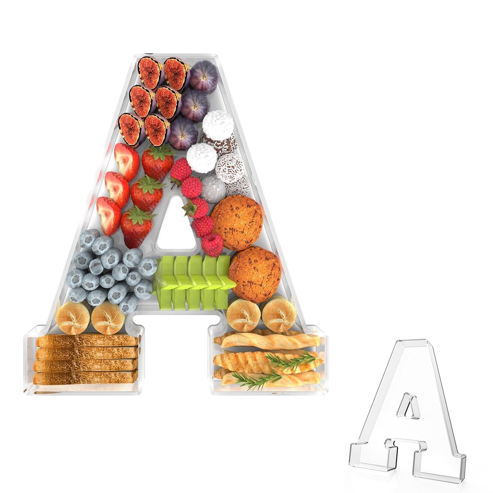 Bandeja acrílico para charcutería con letras 11"(caja rellenable y reutilizable)