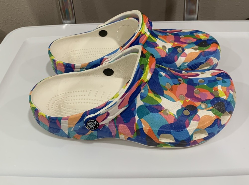 Crocs Classic Confetti Bubble Block Clogs White Multi Color M 10 W 12
