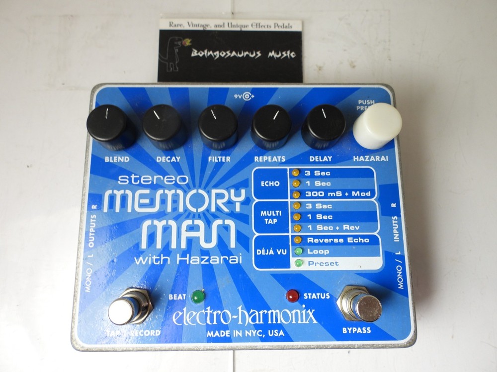 Electro Harmonix Stereo Memory Man w/Hazarai Delay Echo Effects Pedal EHX