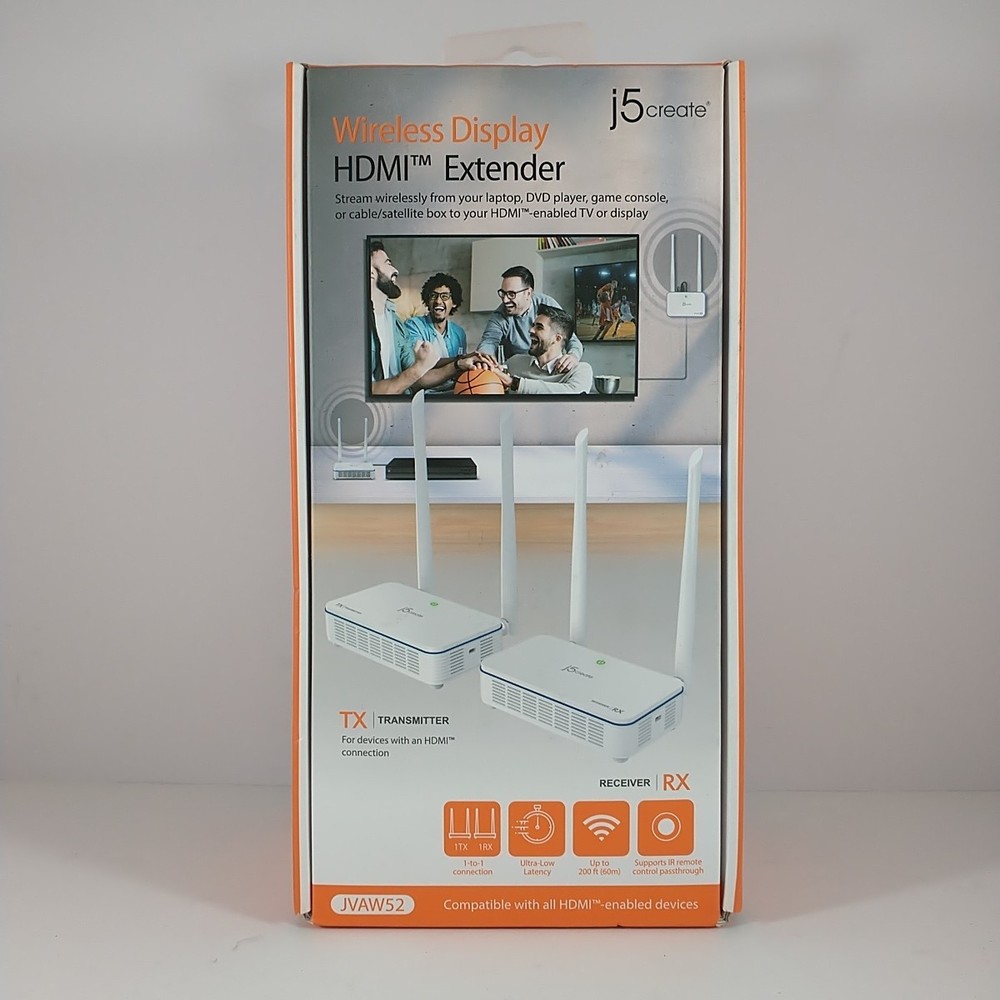 j5create JVAW52 Wireless Display HDMI Extender - White - New/Sealed