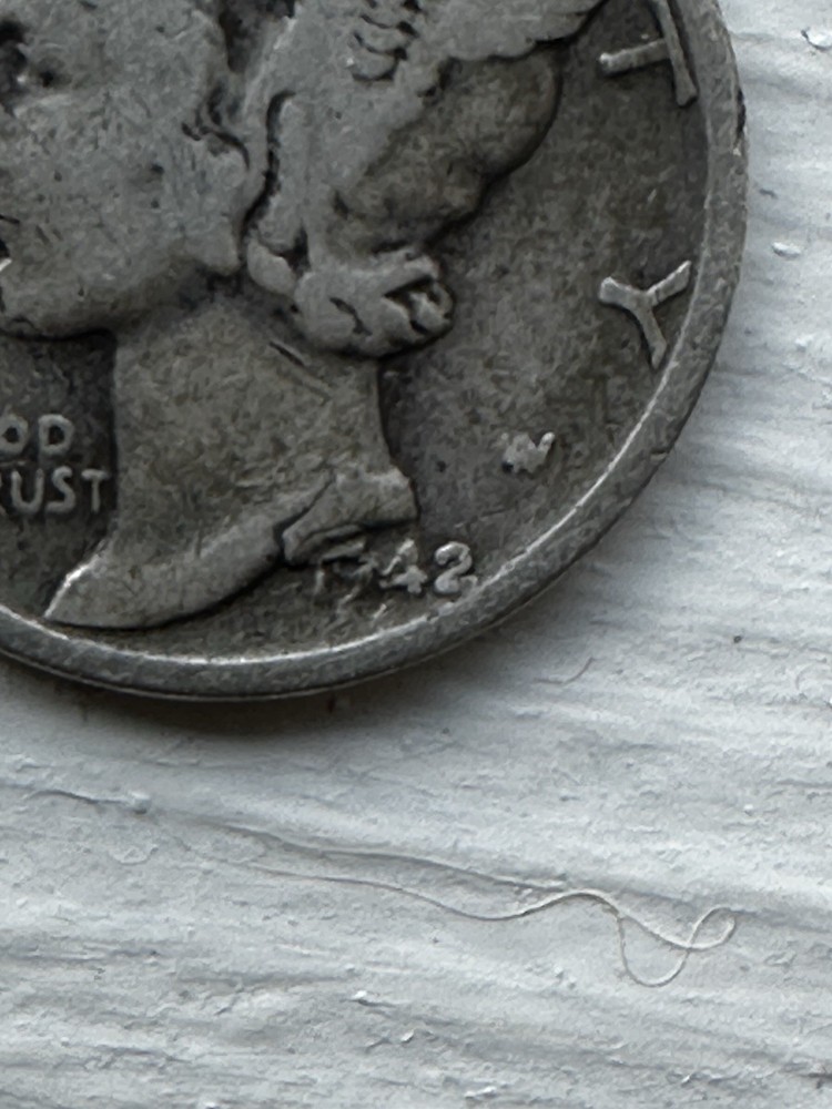 Rare Cracked Die Error 1942 Mercury Silver Dime
