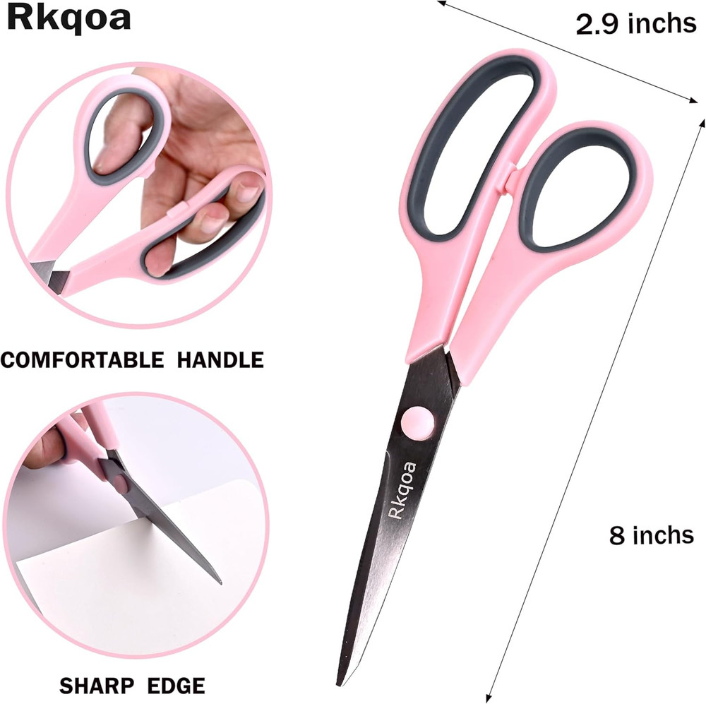 Scissors Set of 6-Pack, 8" All Purpose Scissors Bulk - Thick Sharp Shears for O