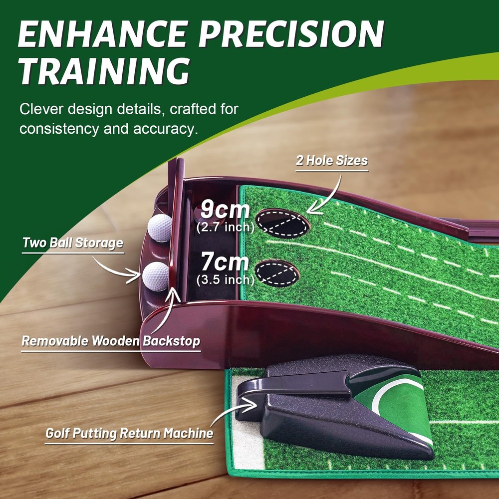 Golf Putting Green for Indoors - Mat with Automatic Ball Return Machine Mini