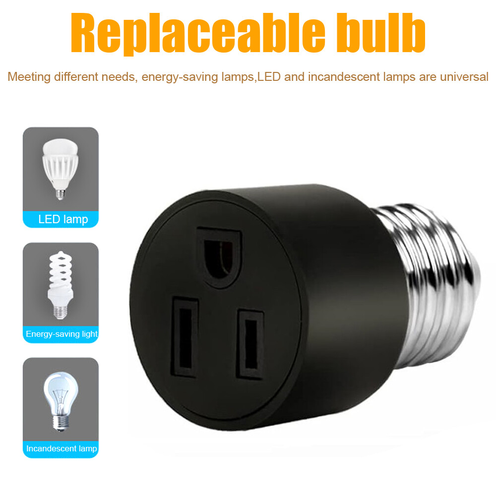 E26/E27 Light Bulb Socket 2/3 Prong Outlet Light Socket to Plug Adapter Convert