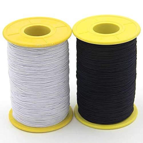 2 Roll 547 Yards 0.5Mm Thickness round Sewing Elastic Thread (Black & White)