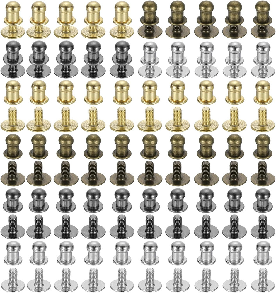 5Mm Ball Head Stud Rivets Screw Back, 100Pack round Head Button Nipple Rivet for
