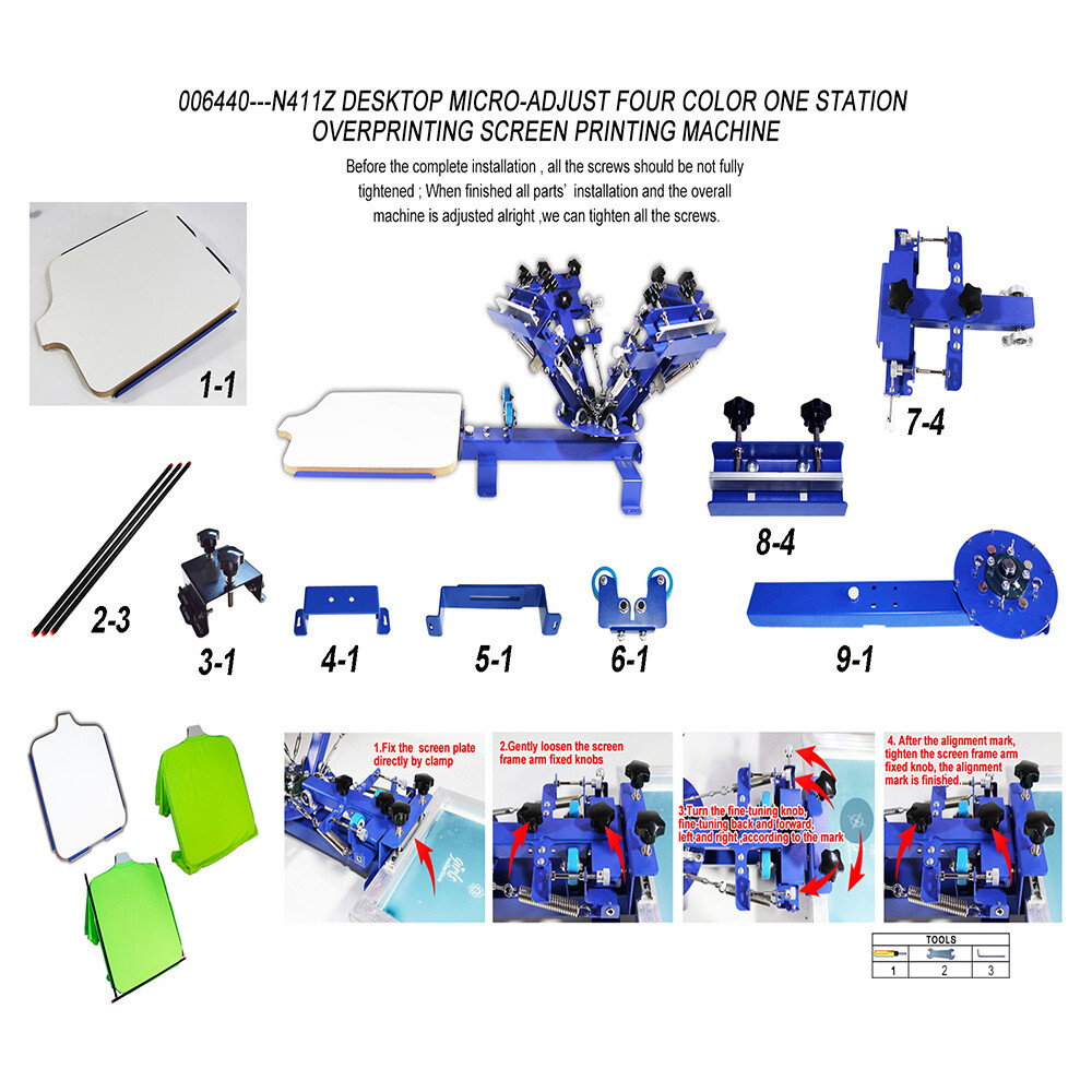Desktop Micro-adjust 4 Color 1 Station Single Wheel Rotating Printing Press