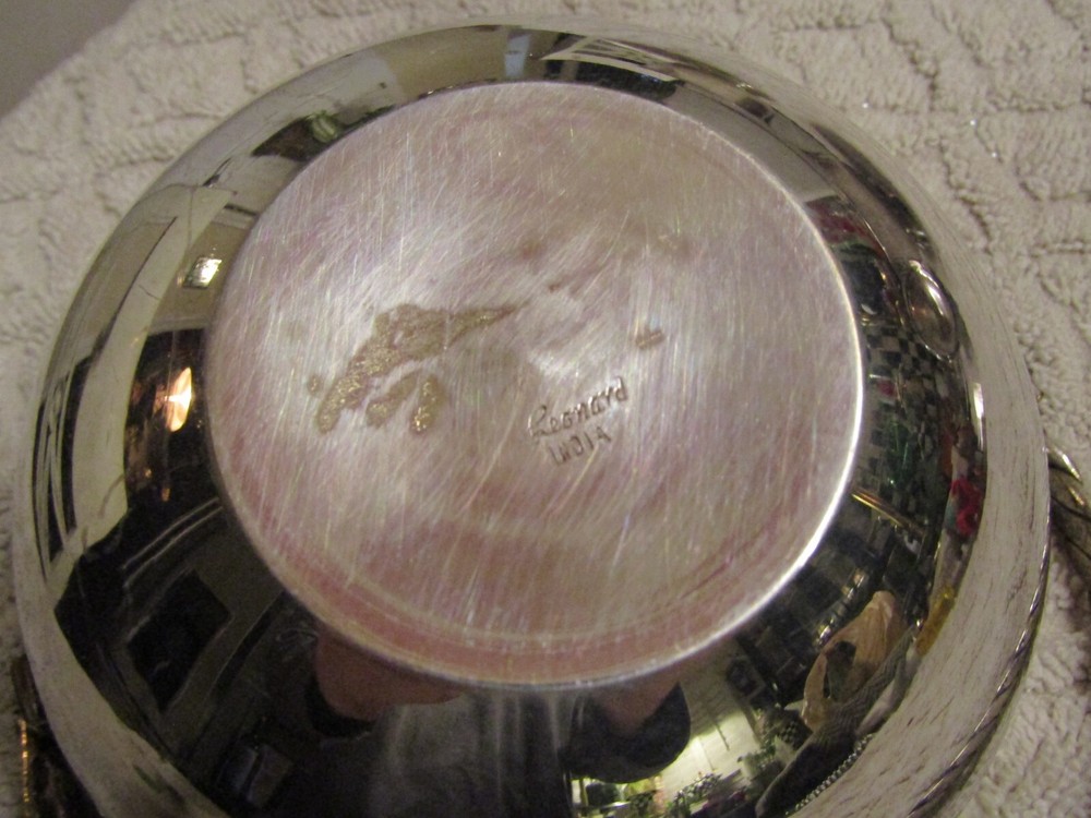 Vintage Leonard 4.5" Silverplate Bowl with Twisted Rope Handle