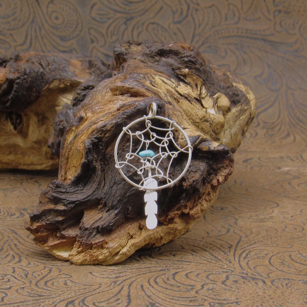 *Sterling Silver Turquoise Dreamcatcher Pendant