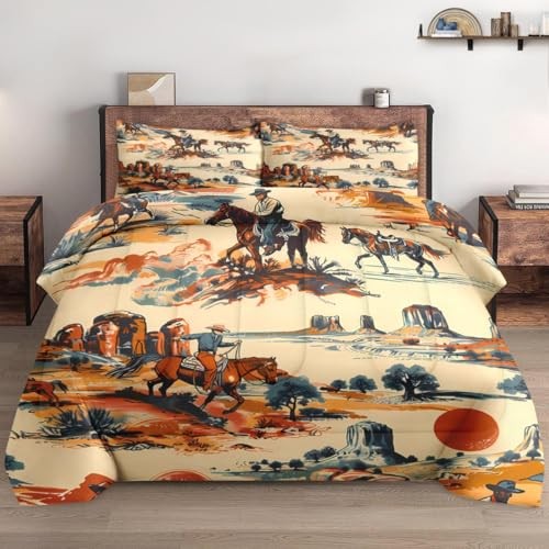 Comforter Set Size, Vintage Western Cowboy Soft 2 Pcs Twin Western Cowboy 2