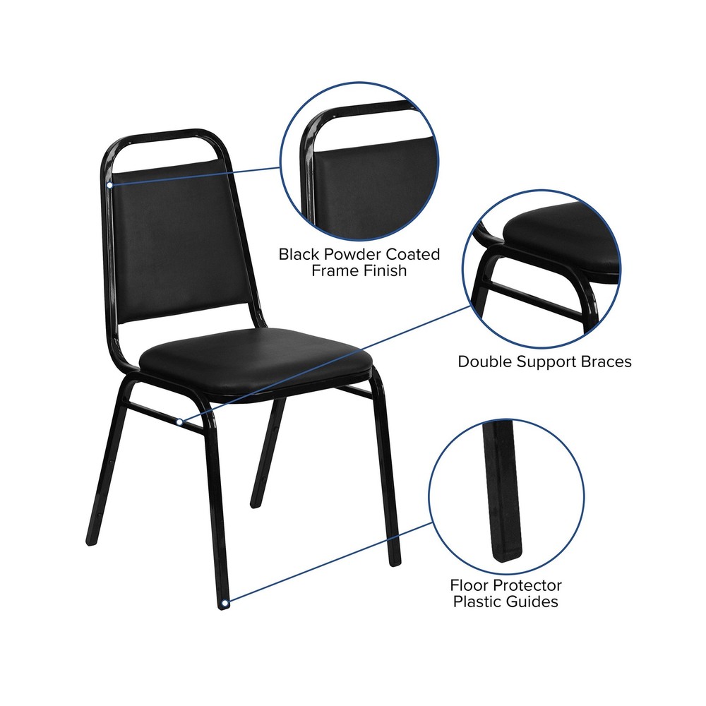 EMMA + OLIVER Trapezoidal Back Vinyl Stackable Banquet Chair, Multipurpose St...