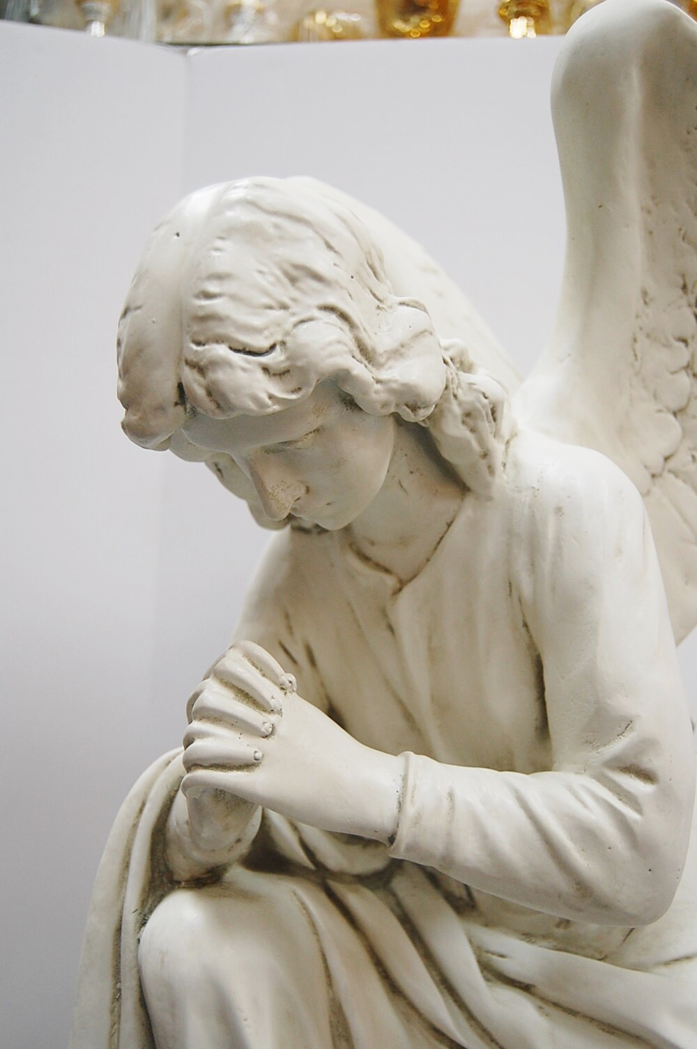 PAIR OF TRADITIONAL KNEELING ADORING ANGELS 28" - FIBERGLASS STATUE