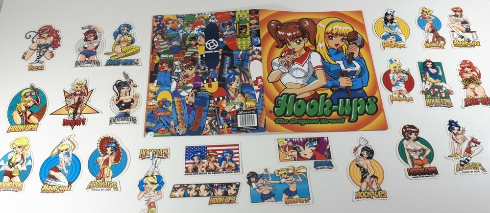 Hook Ups HUGE sticker lot with hook ups folder