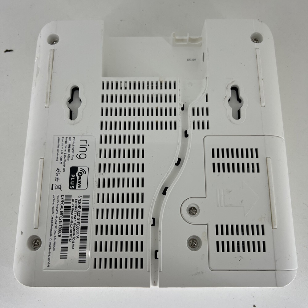 Ring Base Station White WIFI & Ethernet Alarm Security For Parts, Untested
