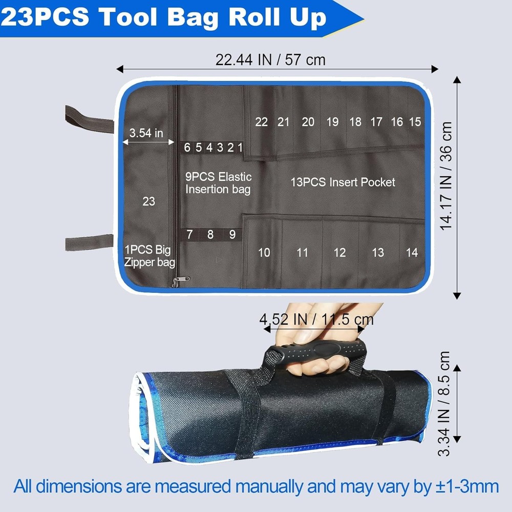 Tool Roll Bag Organizer Portable Tool Storage Compact Mechanic Handyman Bag