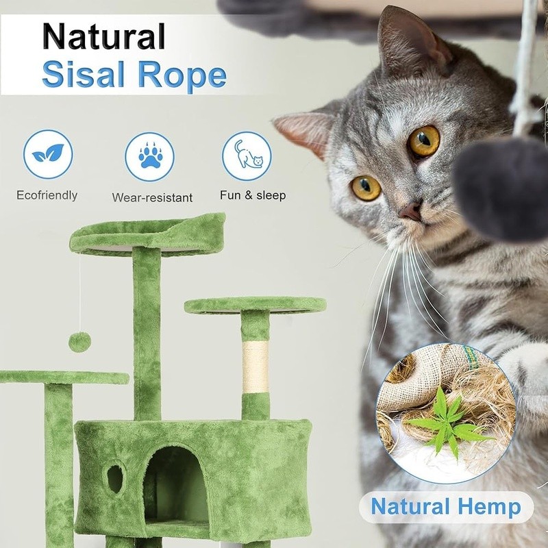 Multi-Level Cat Tree W/ Scratching Posts Cozy Beds Interactive Toys Indoor Fun