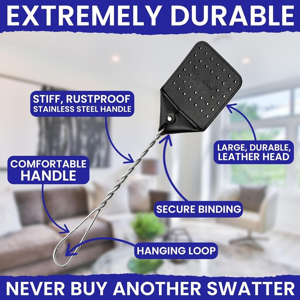 Leather Fly Swatter Heavy Duty 2 Pack