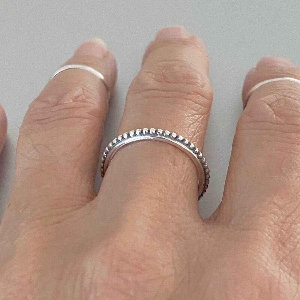 Sterling Silver Bali Design Ring, Stackable Ring, Beads Ring, Silver Ring, Dots