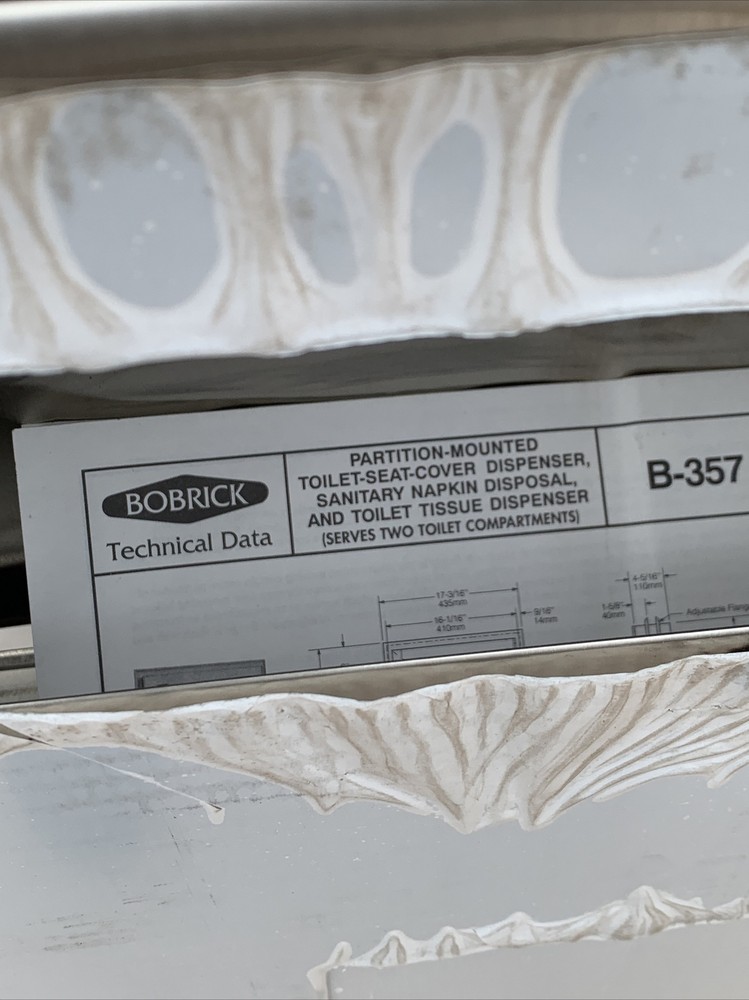 Bobrick B357 Partition Mounted Double Sided Seat Cover Dispenser (MISSING KEY)