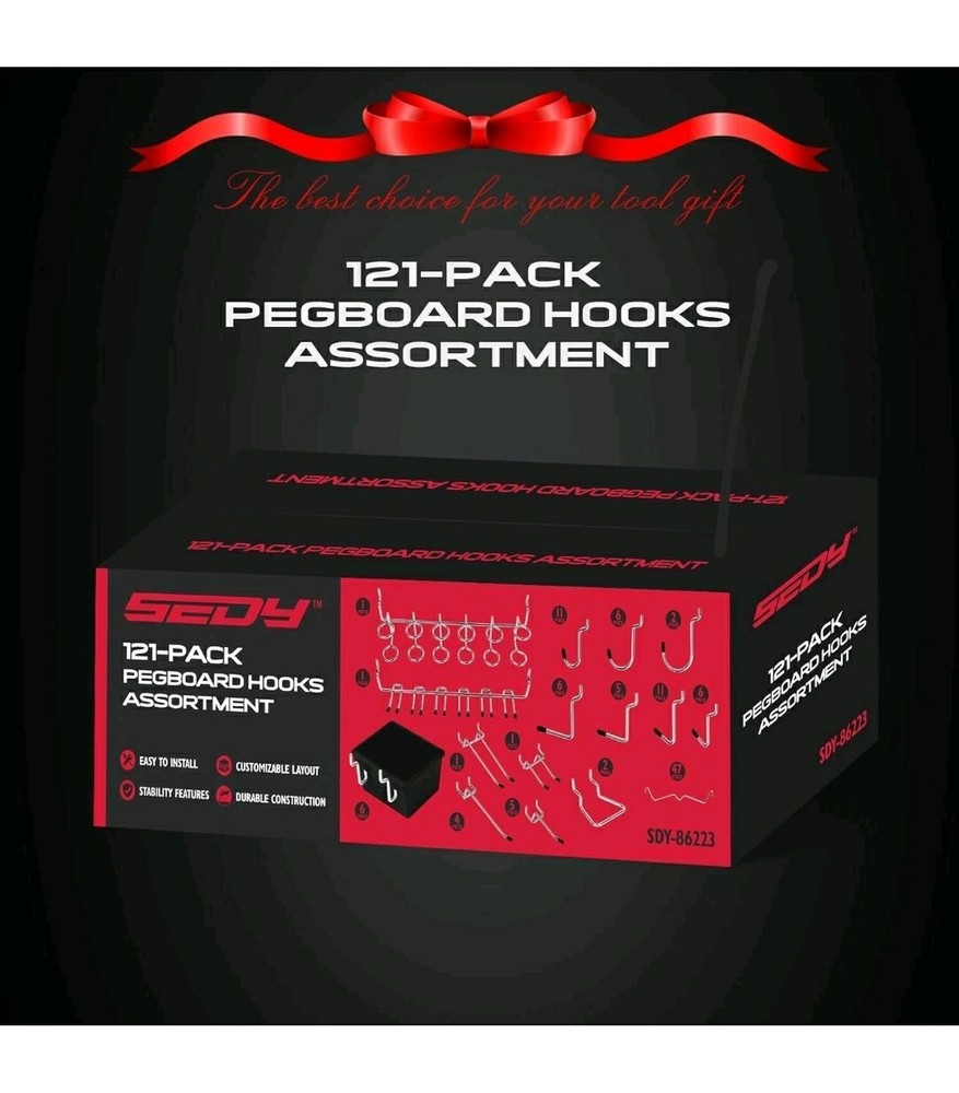 121 Pcs Pegboard Hook Assortment PegBoard Accessories, PegBoard Hooks, Pegboard