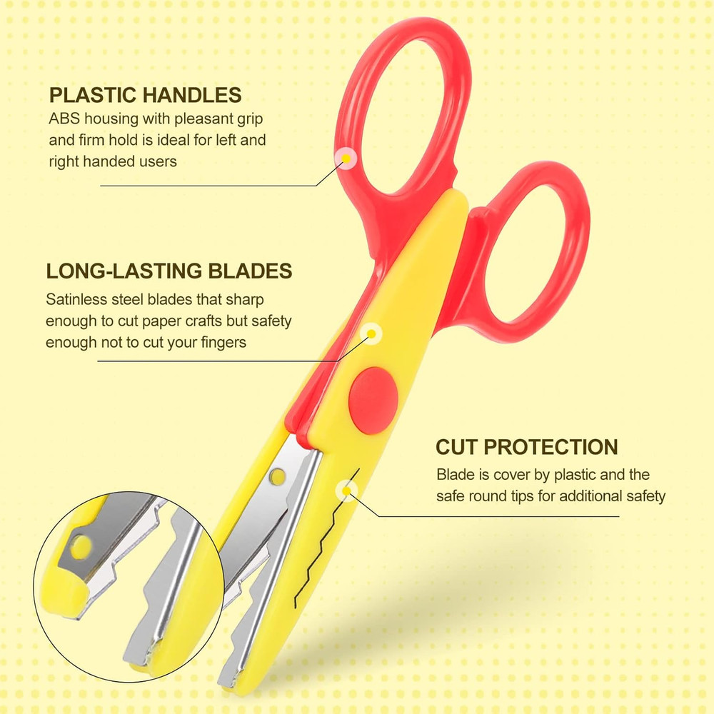 Craft Scissors Decorative Edge, Zig Zag, Kids Safety Design Pattern Scissors for