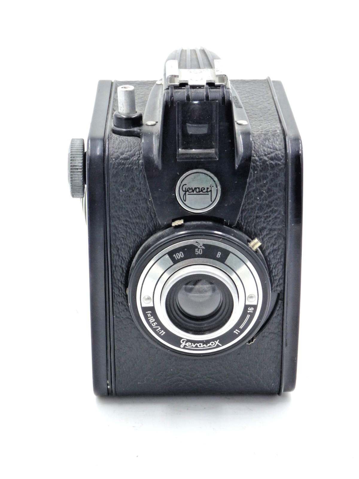 Gevaert Gevabox Art Deco box camera with Agfalux flash