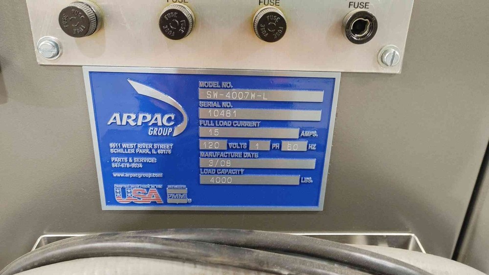 ARPAC 4000LBS Capacity 120V 1PH 15A Wrapping Machine Control W/ Turn Table &