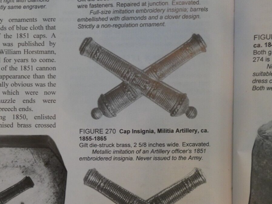 Original Civil War Faux-Embroidered Artillery Cap Badge