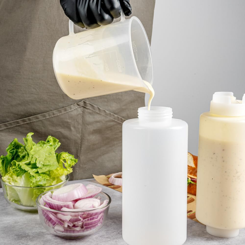 32Oz. FIFO Inverted Plastic Squeeze Bottle with Refill and Dispensing Lids - Fir