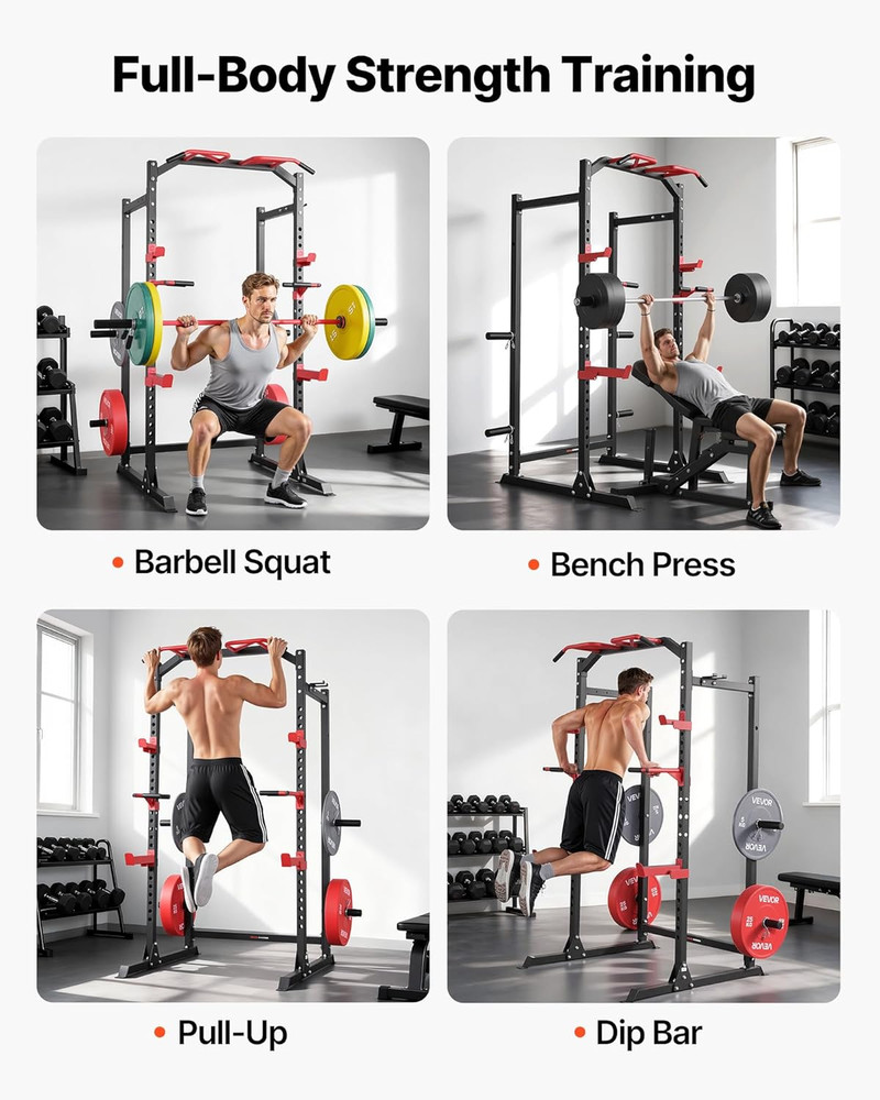 Power Cage Power Rack, Multifunctional Barbell Squat Rack with Adjustable Height