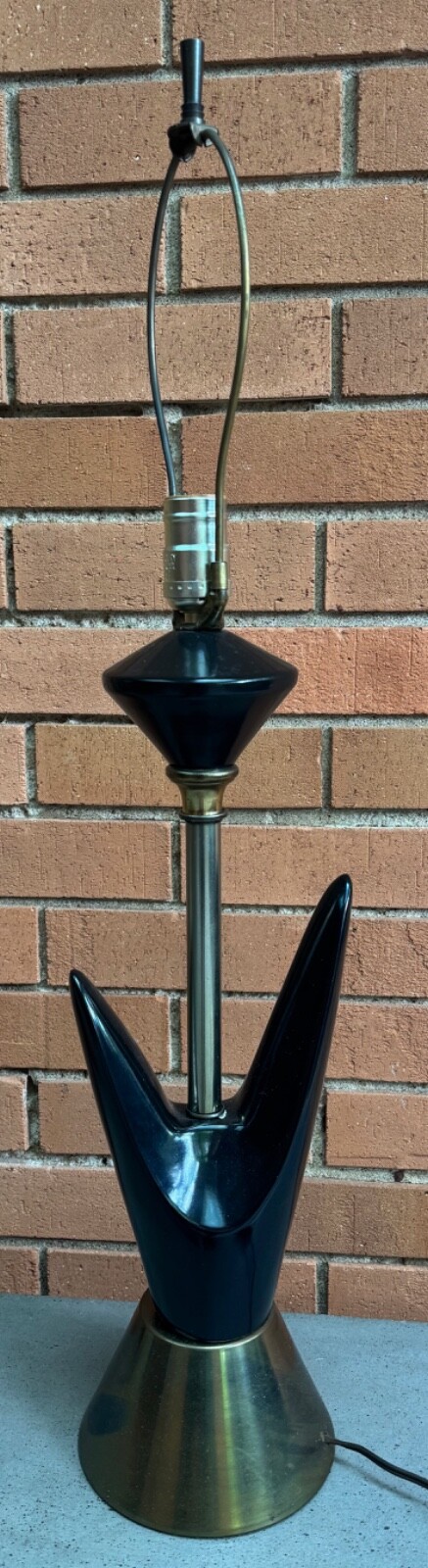 Vintage MCM Black Ceramic Boomerang Lamp Mid Century Modern Lighting Atomic 50s