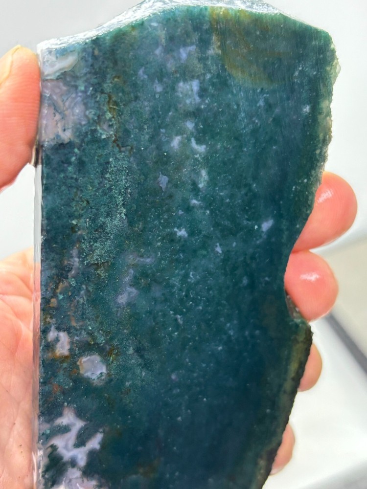 Semi-translucent Moss Agate Slab Cabbing Lapidary Carving Combo Ship Avail