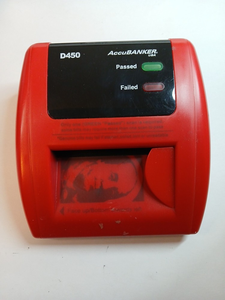AccuBanker D450 Automatic Counterfeit Bill Detector w/AC Adapter UNTESTED AS-IS