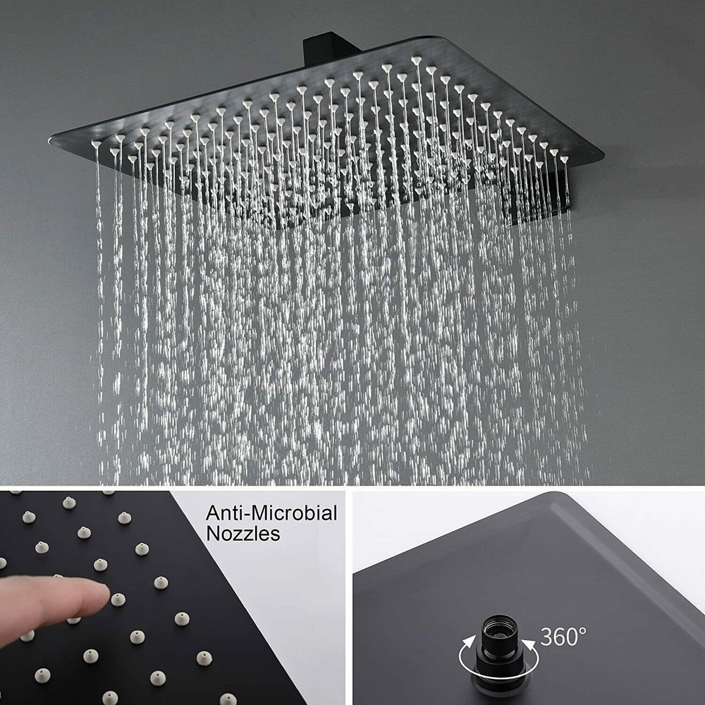 Shower Faucet System Set 3 Function 8 " Rainfall Head W/ Mixer Valve Wall Mount