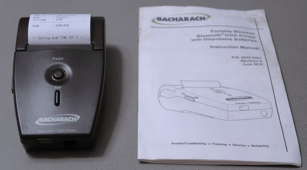 Bacharach 0024-1680 Wireless Bluetooth IrDA Printer for PCA COMBUSTION Analyzer