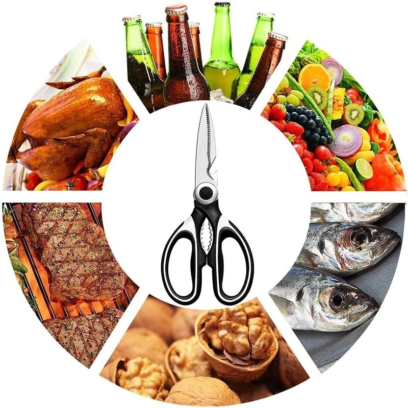 Multi-Function Kitchen Scissors Stainless Steel Sharp Durable W/ Bottle Opener