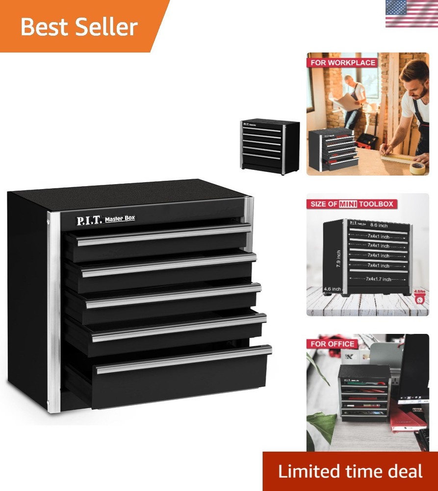 Elegant Black 5-Drawer Tool Case - Lightweight and Versatile Storage Solution